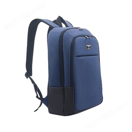 德克士DEKS学生背包黑色蓝色高年级男生涤纶双肩包可装14寸电脑